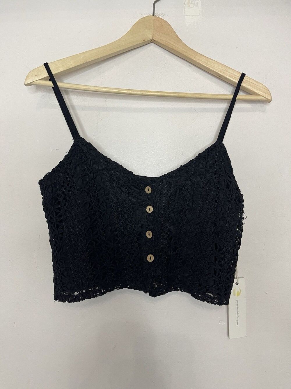 Black Knit Crop Tank Top Women's Medium Black Ocean Drive